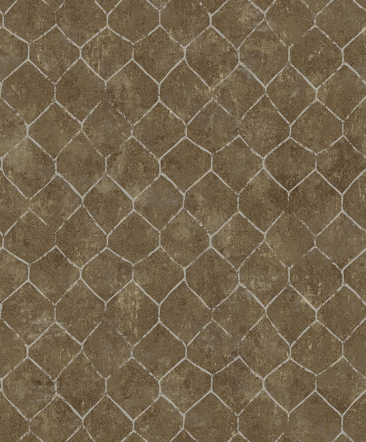 A-Street Prints Rauta Hexagon Tile Brass Wallpaper