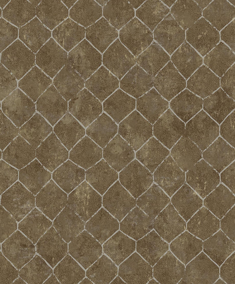 A-Street Prints Rauta Hexagon Tile Brass Wallpaper