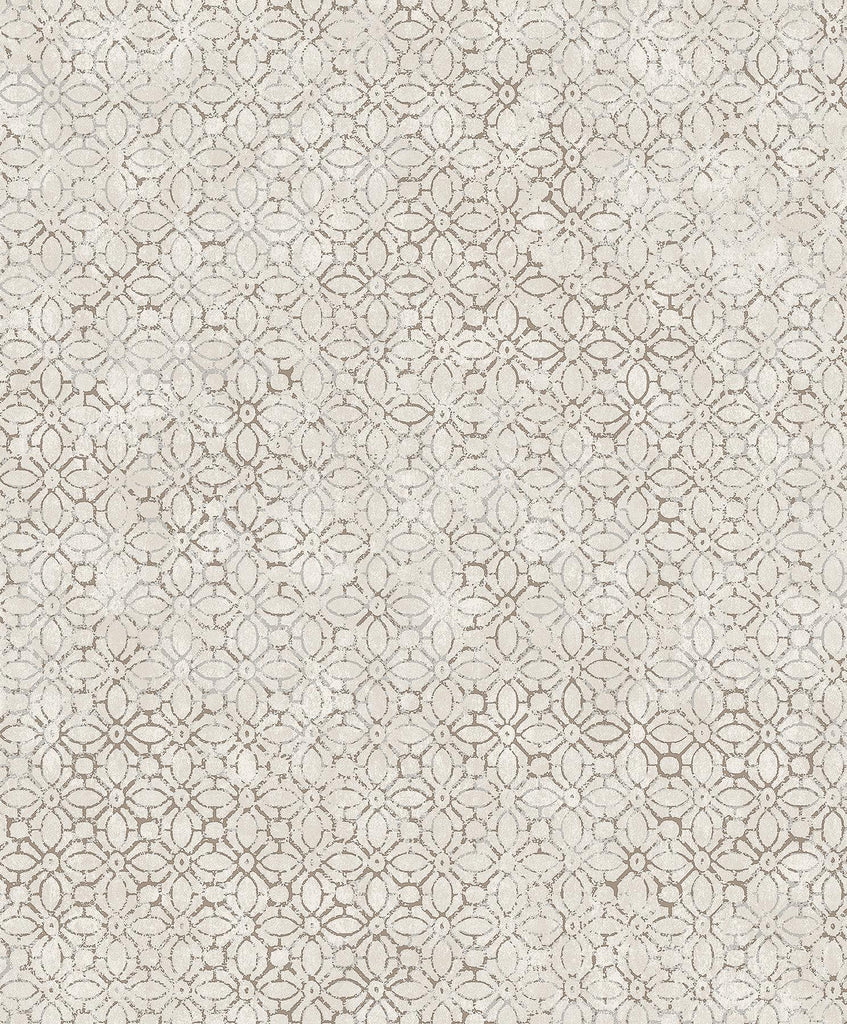 A-Street Prints Khauta Silver Floral Geometric Wallpaper