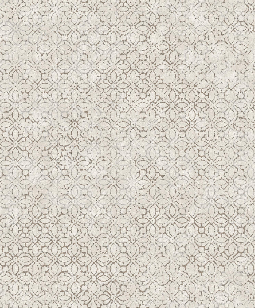A-Street Prints Khauta Floral Geometric Silver Wallpaper