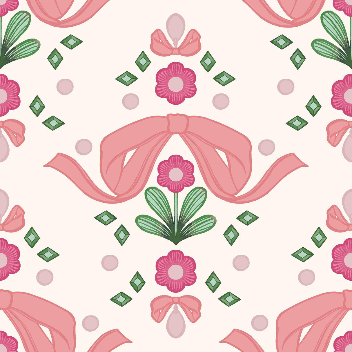 Brewster Home Fashions Bow Damask Pink Peel & Stick Wallpaper