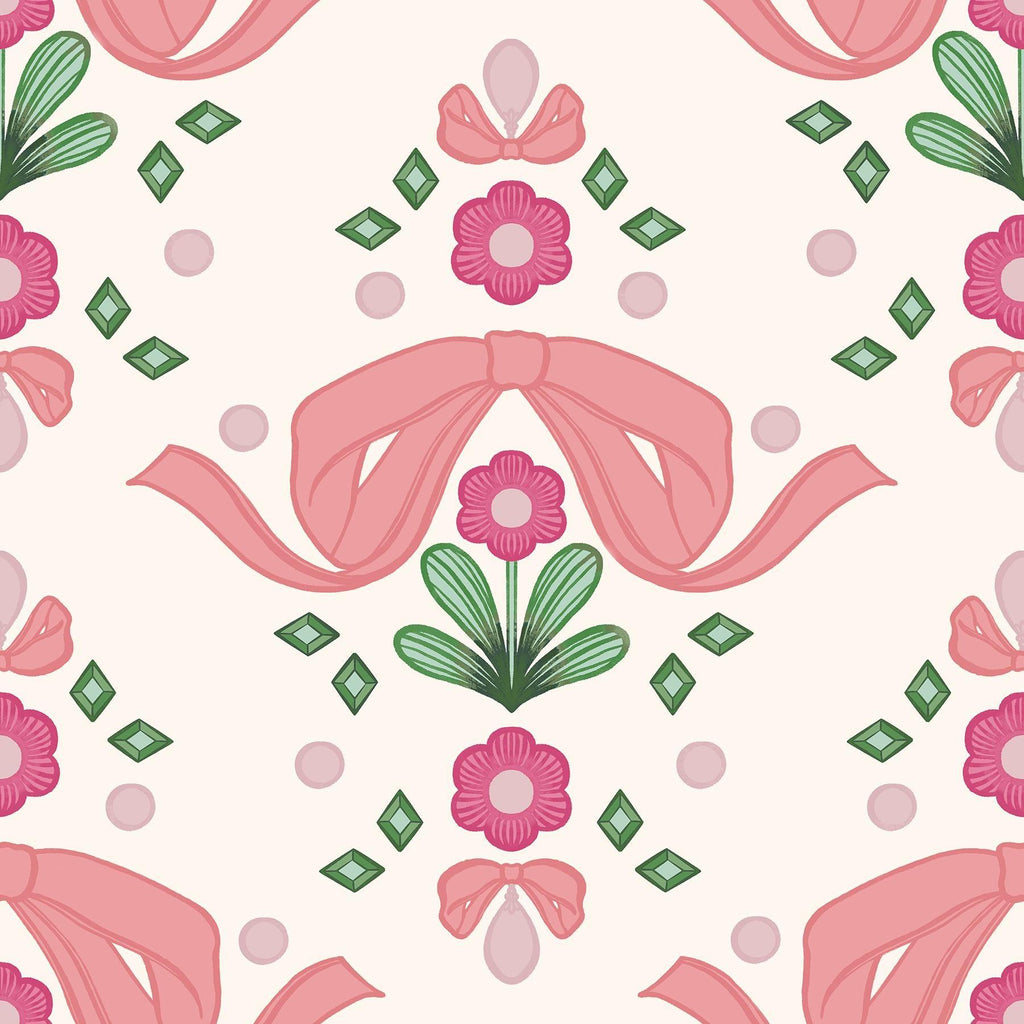Brewster Home Fashions Bow Damask Pink Peel & Stick Wallpaper