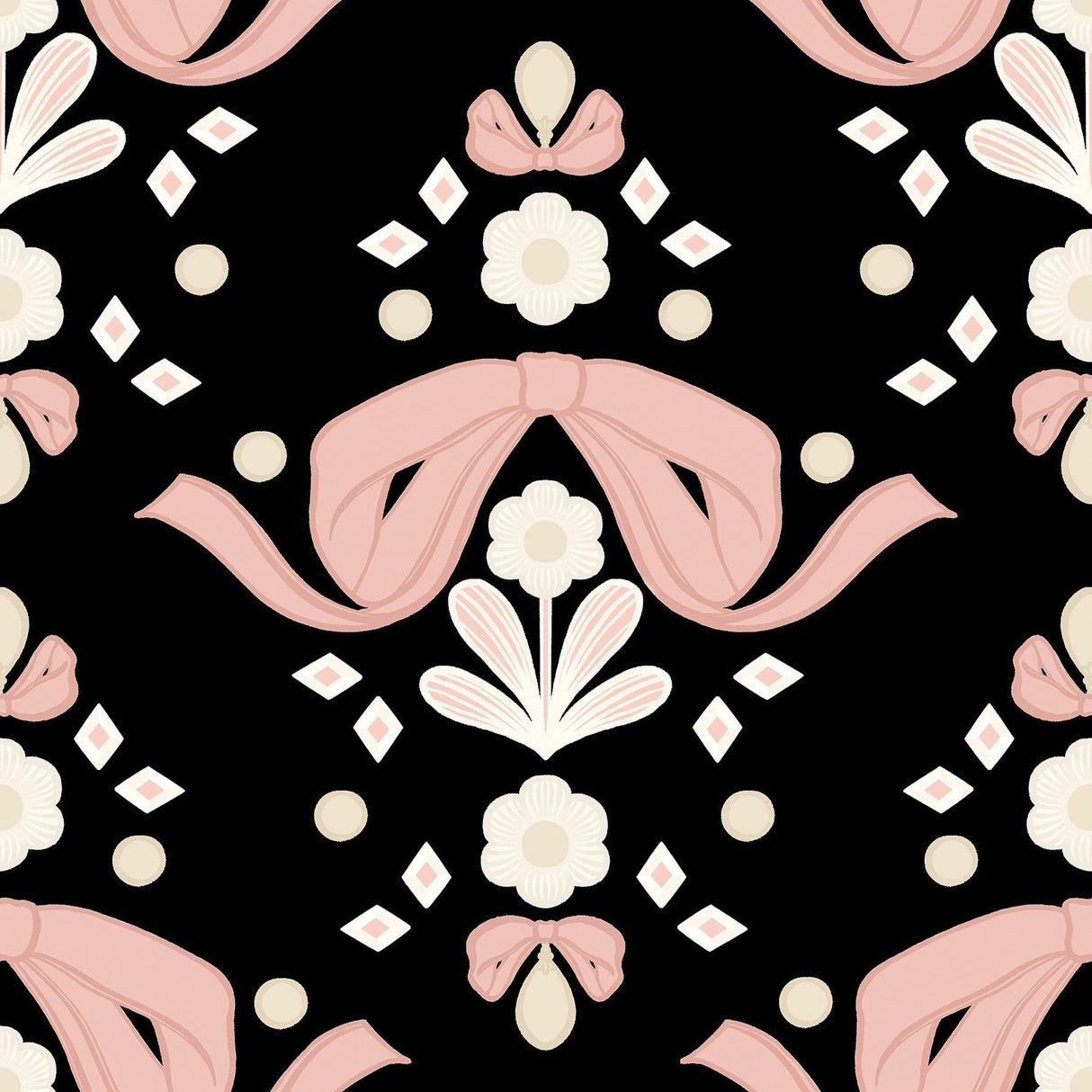 Brewster Home Fashions Bow Damask Black Peel & Stick Wallpaper