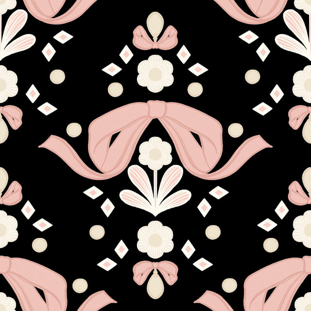 Brewster Home Fashions Bow Damask Black Peel & Stick Wallpaper