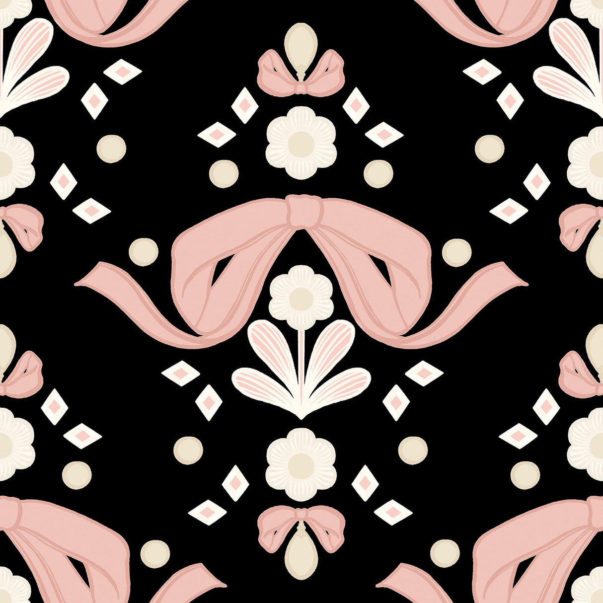 Brewster Home Fashions Bow Damask Peel & Stick Black Wallpaper