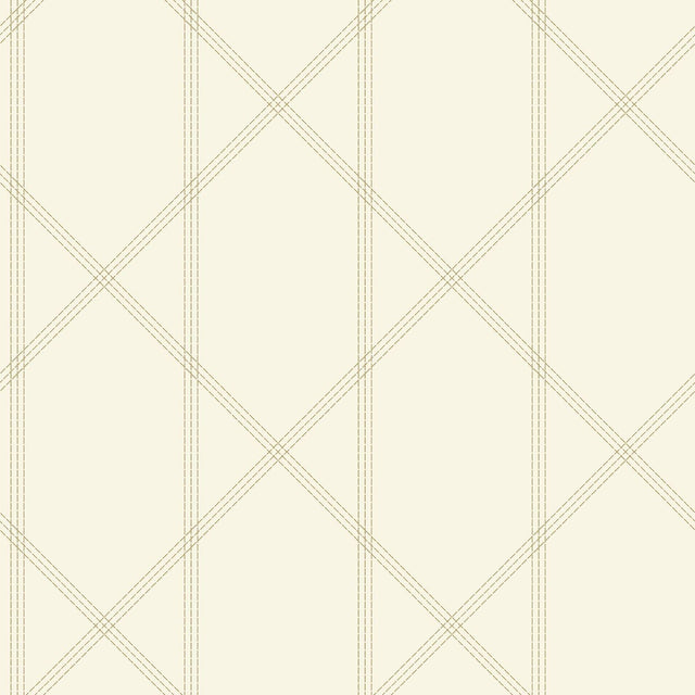 A-Street Prints Walcott Cream Stitched Trellis Wallpaper