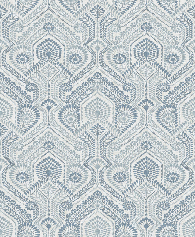 A-Street Prints Fernback Blue Ornate Botanical Wallpaper