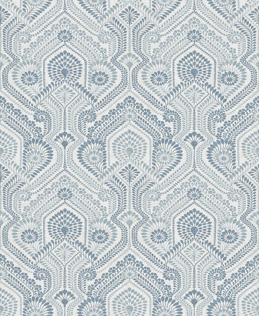 A-Street Prints Fernback Ornate Botanical Blue Wallpaper
