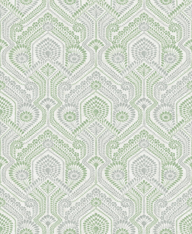 A-Street Prints Fernback Green Ornate Botanical Wallpaper