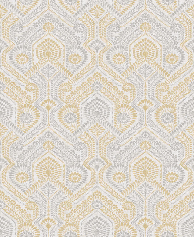 A-Street Prints Fernback Yellow Ornate Botanical Wallpaper