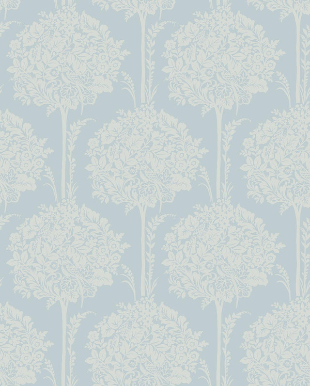 A-Street Prints Zaria Light Blue Topiary Wallpaper