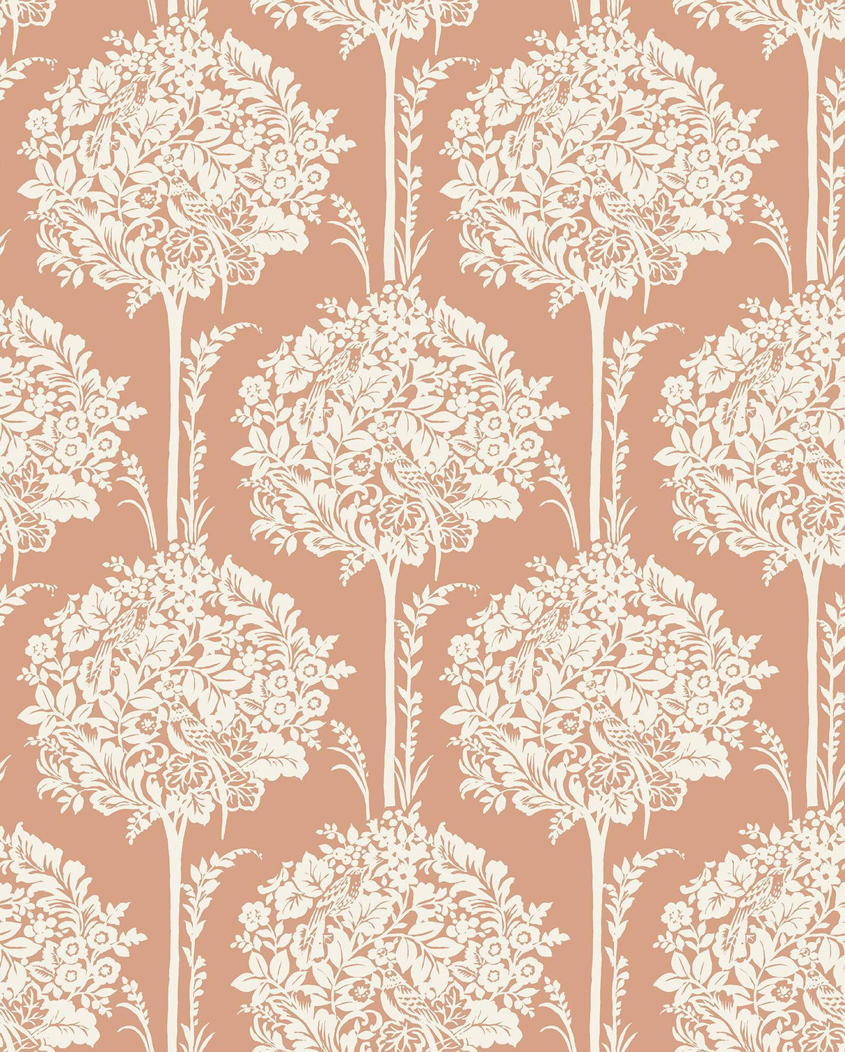 A-Street Prints Zaria Apricot Topiary Wallpaper