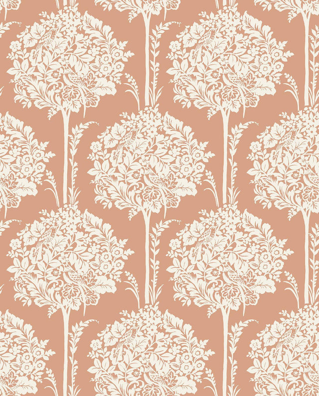 A-Street Prints Zaria Apricot Topiary Wallpaper