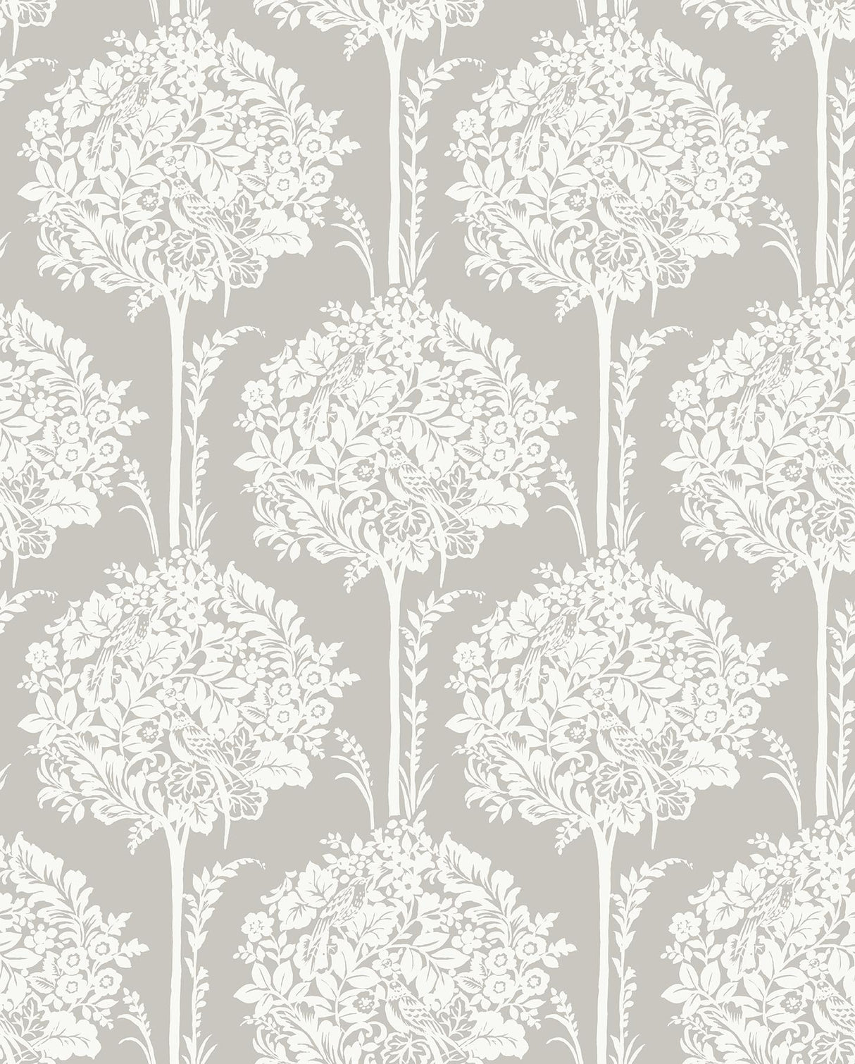 A-Street Prints Zaria Grey Topiary Wallpaper