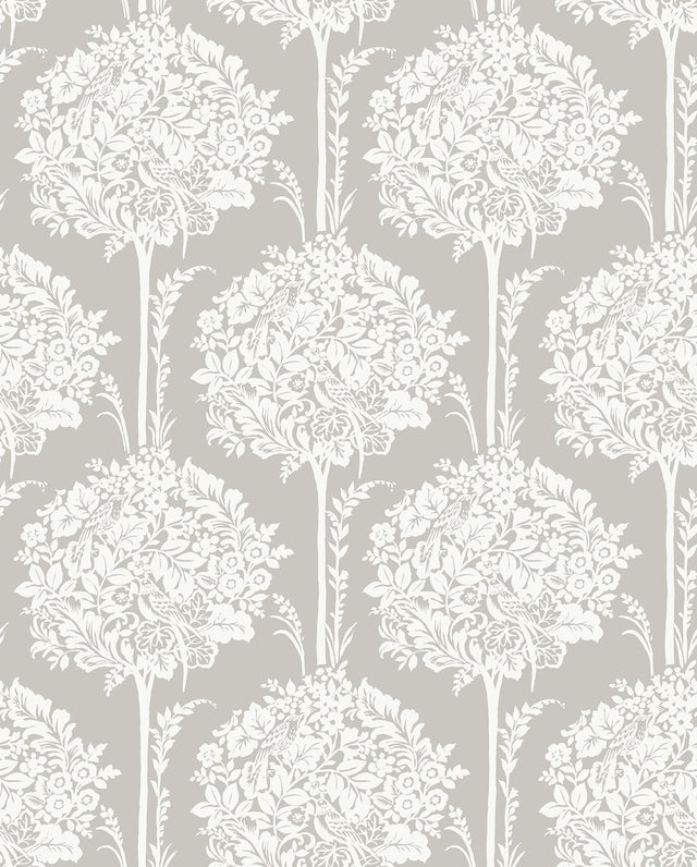 A-Street Prints Zaria Grey Topiary Wallpaper