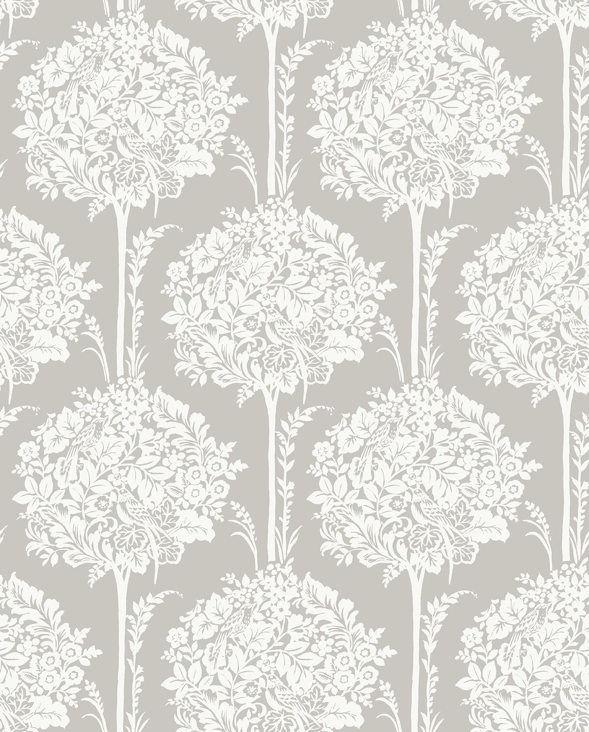 A-Street Prints Zaria Topiary Grey Wallpaper