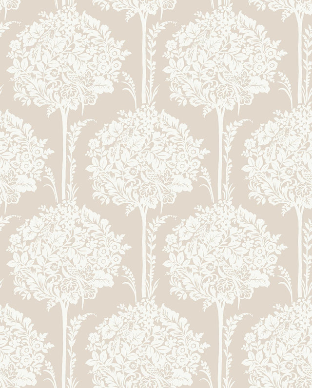 A-Street Prints Zaria Taupe Topiary Wallpaper