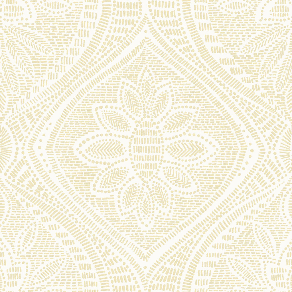 A-Street Prints Scout Light Yellow Floral Ogee Wallpaper
