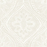 A-Street Prints Scout Light Grey Floral Ogee Wallpaper
