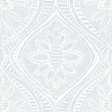 A-Street Prints Scout Light Blue Floral Ogee Wallpaper