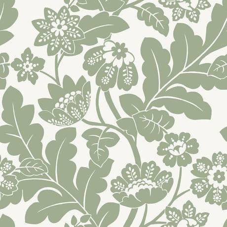 A-Street Prints Augusta Seafoam Flock Damask Wallpaper