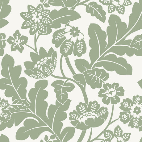 A-Street Prints Augusta Flock Damask Seafoam Wallpaper