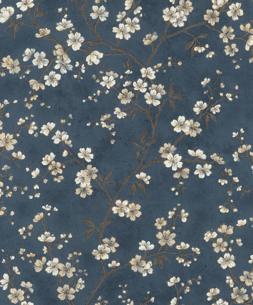 Brewster Home Fashions Tsubomi Blue Cherry Blossom Wallpaper