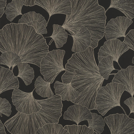 Brewster Home Fashions Waft Black Ginkgo Wallpaper