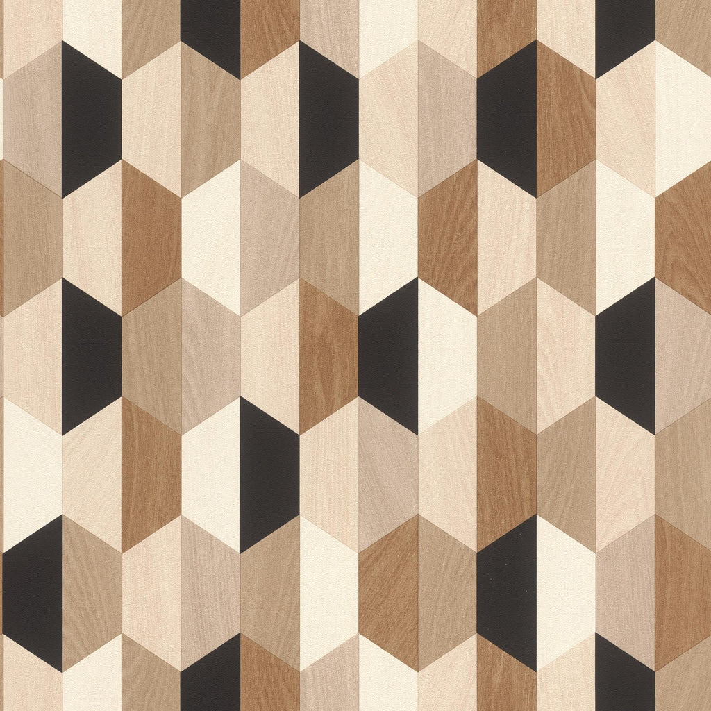 Brewster Home Fashions Anthony Black Wooden Hexagon Wallpaper