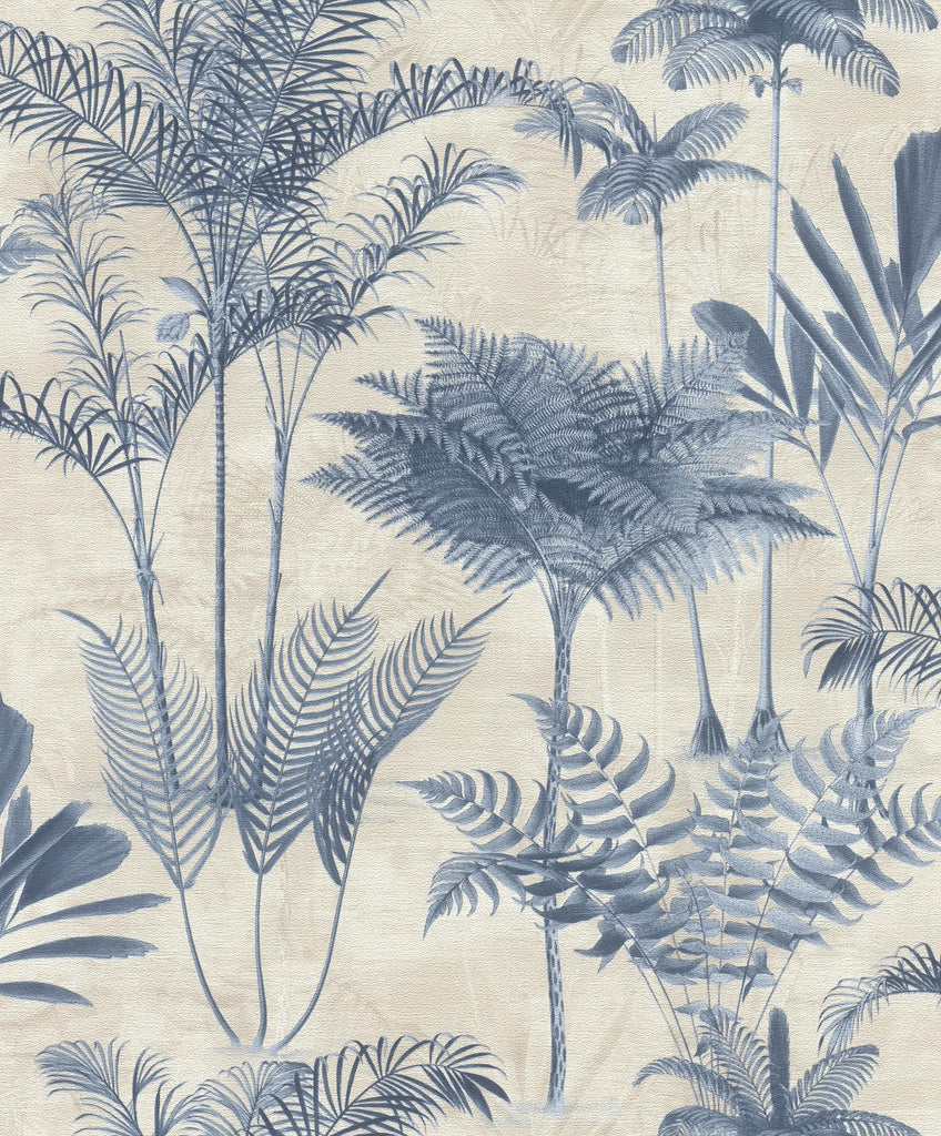 Brewster Home Fashions Kinabalu  Rainforest Blue Wallpaper