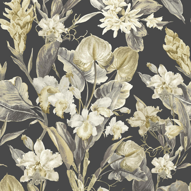 JF Fabrics 8202 Black/White/Bronze (17) Wallpaper