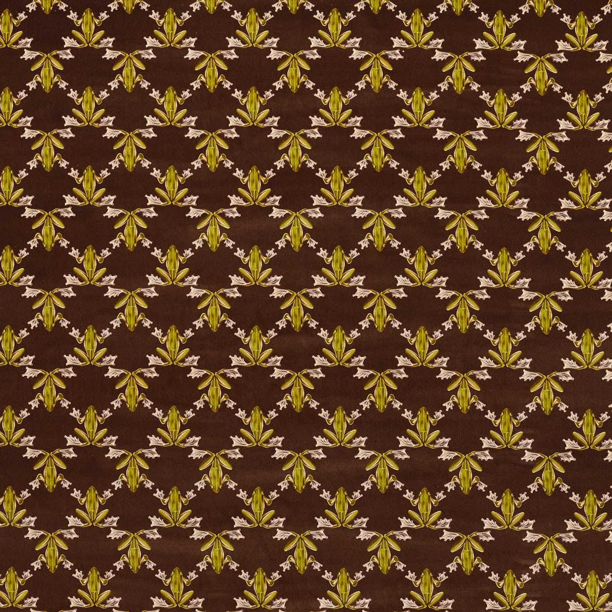 Harlequin Wood Frog Chocolate/Pistachio Fabric