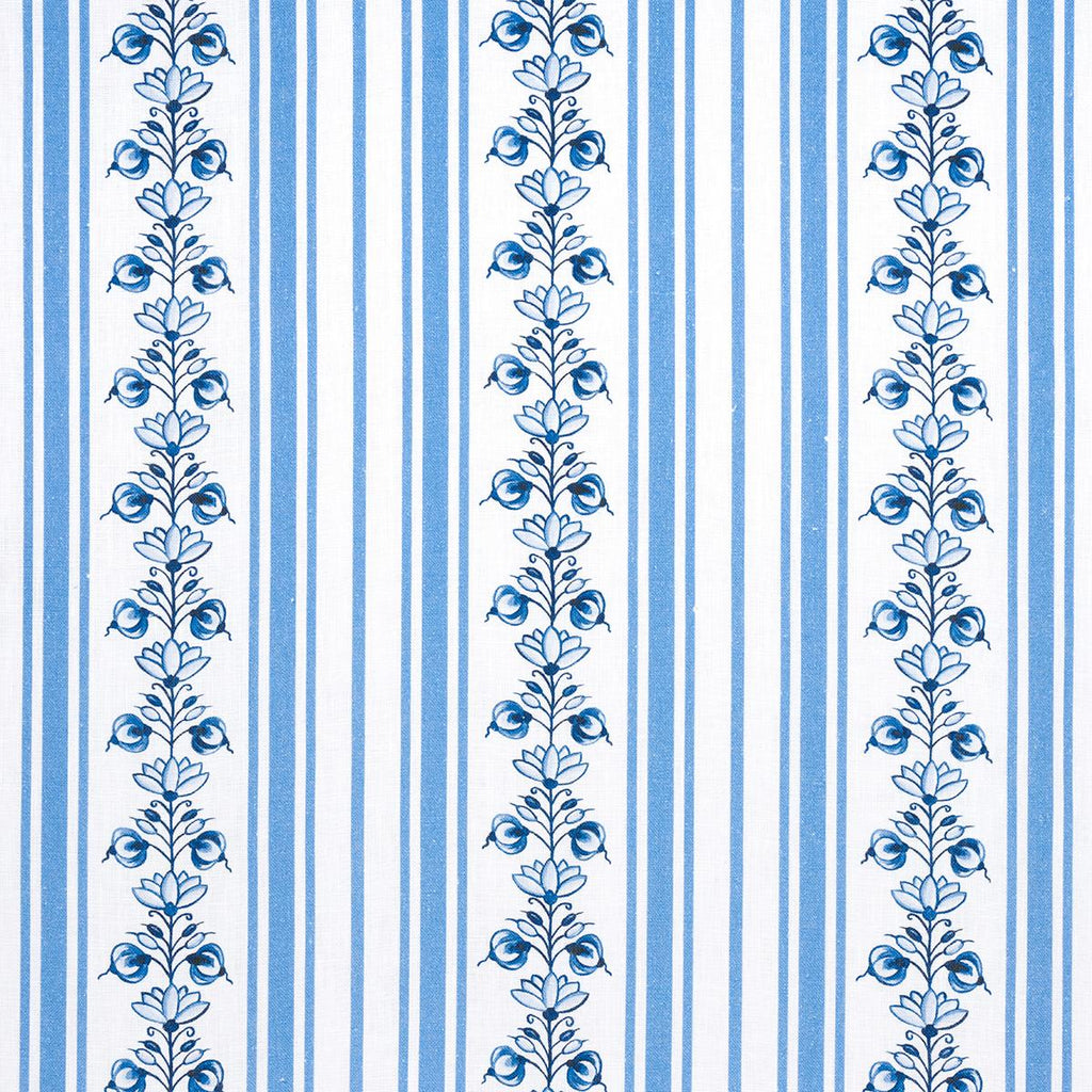 Schumacher Delft Stripe Cornflower Blue Fabric