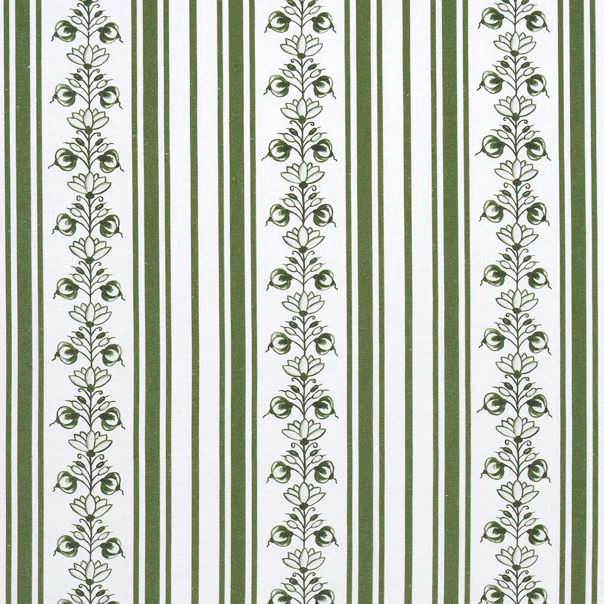 Schumacher Delft Stripe Green Fabric