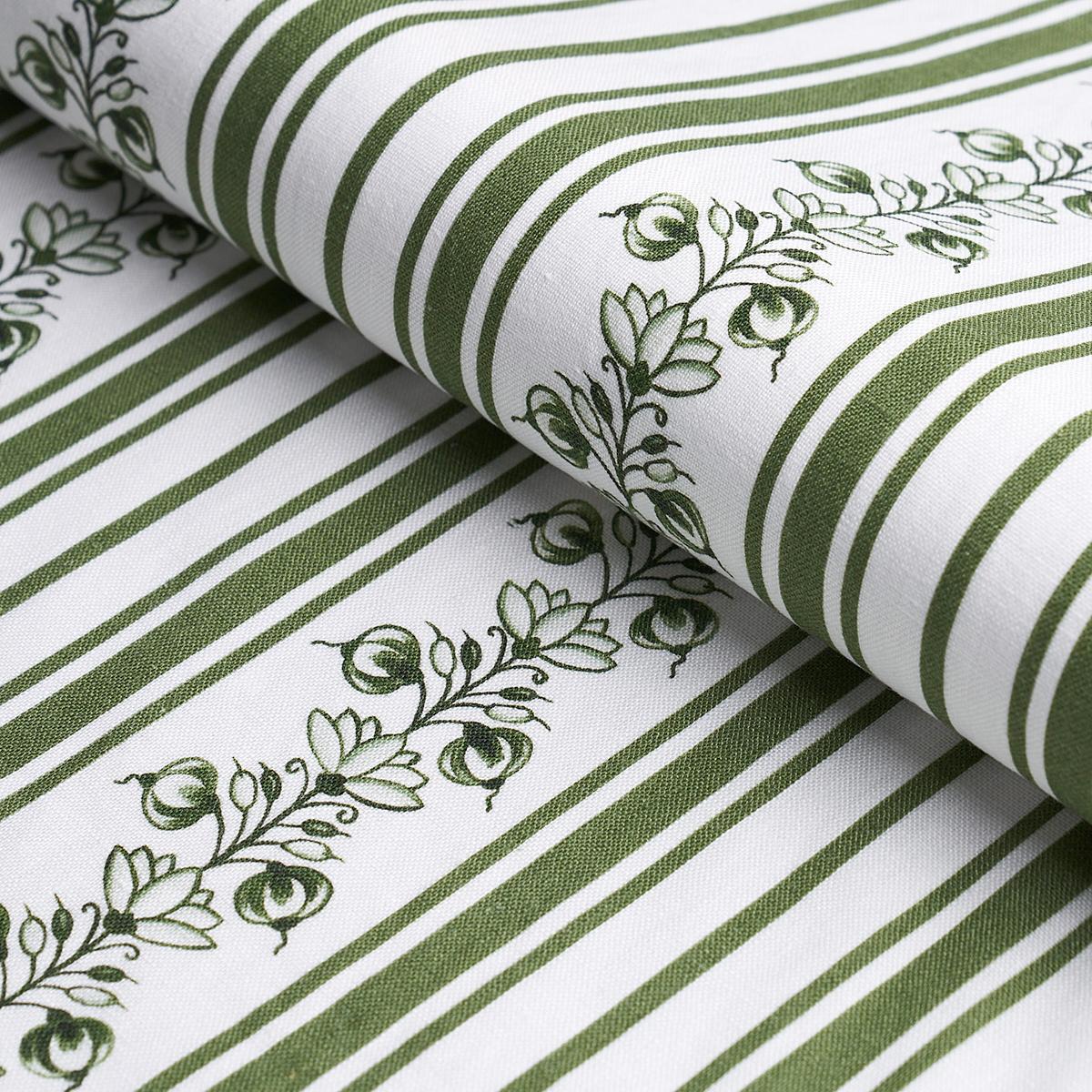 Schumacher Delft Stripe Green Fabric