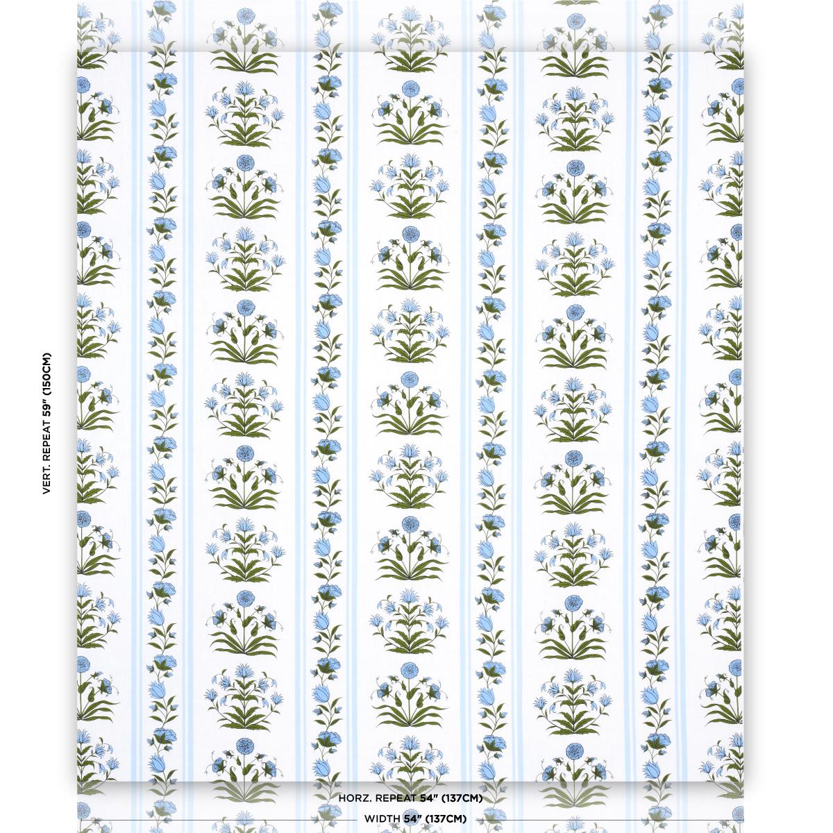 Schumacher Royal Poppy Stripe Sky Fabric