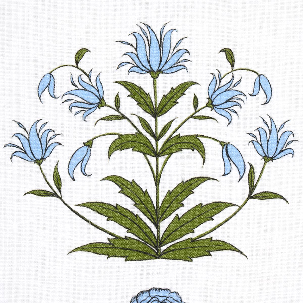 Schumacher Royal Poppy Stripe Sky Fabric