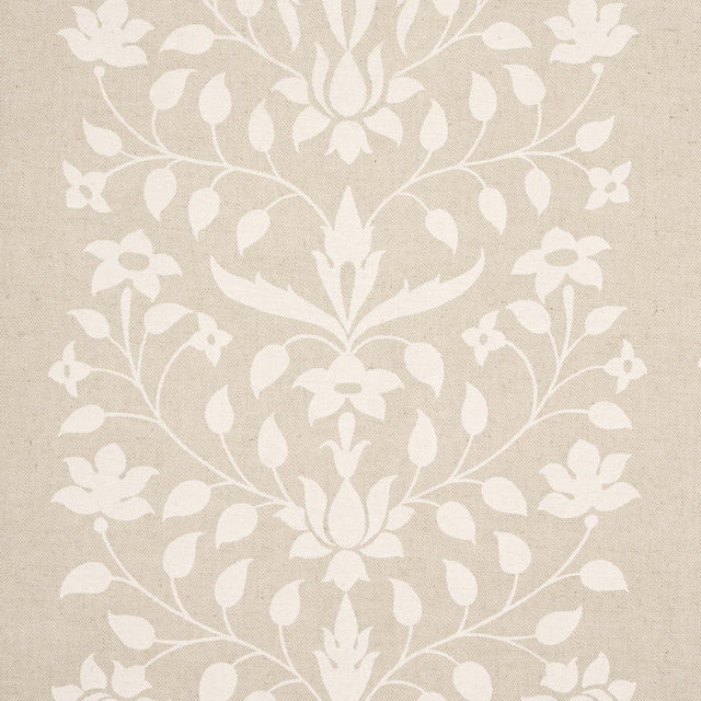 Schumacher Jaipur Mughal Flower Ivory On Natural Fabric