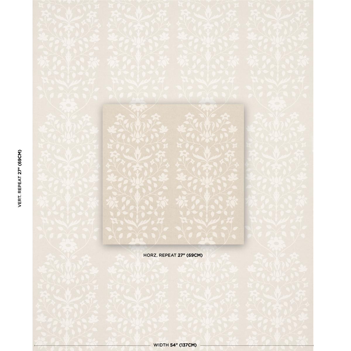 Schumacher Jaipur Mughal Flower Ivory On Natural Fabric