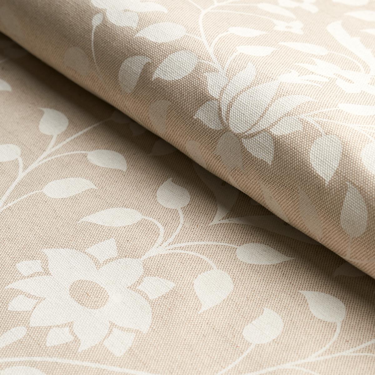 Schumacher Jaipur Mughal Flower Ivory On Natural Fabric