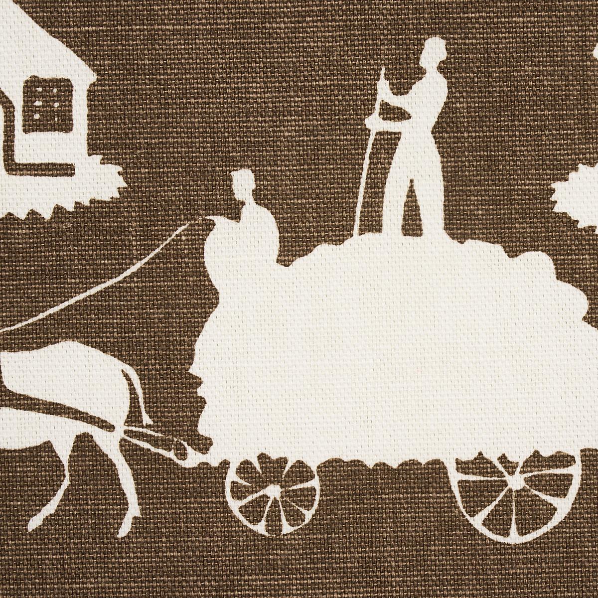 Schumacher Farm Scene Brown Fabric