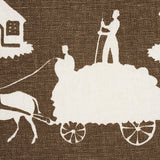Schumacher Farm Scene Brown Fabric