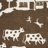 Schumacher Farm Scene Brown Fabric