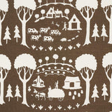 Schumacher Farm Scene Brown Fabric