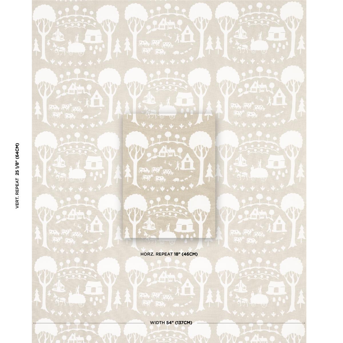 Schumacher Farm Scene Neutral Fabric