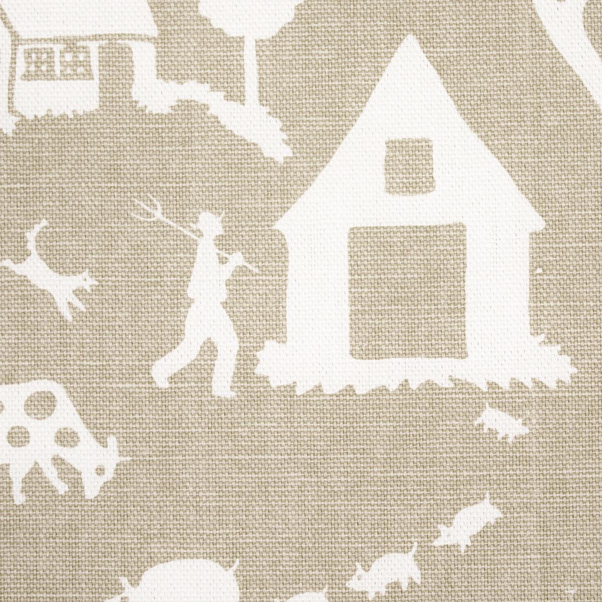 Schumacher Farm Scene Neutral Fabric