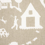 Schumacher Farm Scene Neutral Fabric