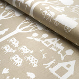 Schumacher Farm Scene Neutral Fabric