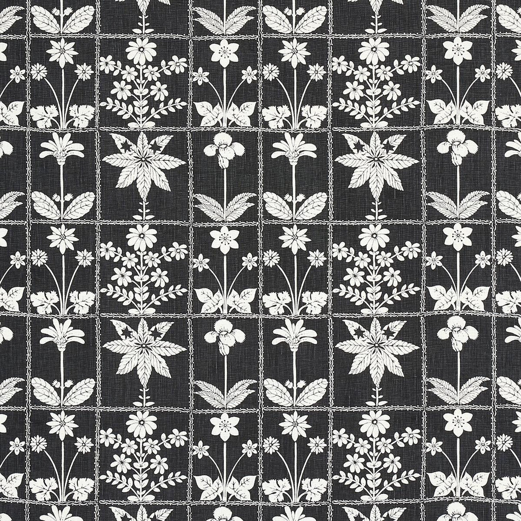 Schumacher Georgia Wildflowers Black Fabric