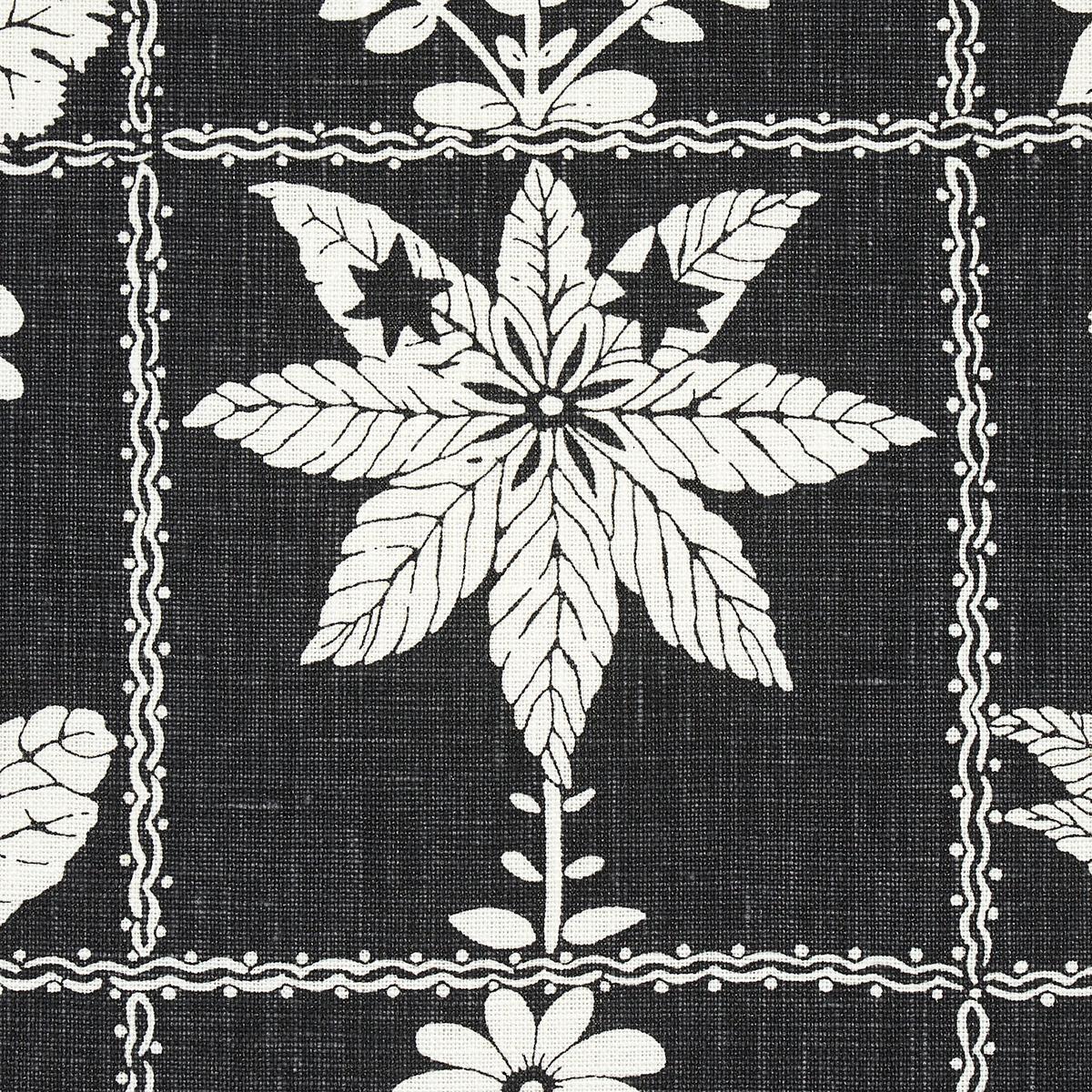 Schumacher Georgia Wildflowers Black Fabric